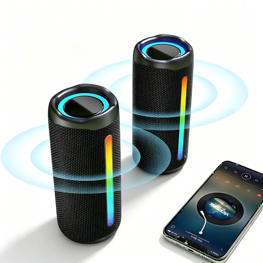 16W IPX5 Waterproof Portable Bluetooth Speaker with RGB Light, TWS Wireless Pairing, 10H Playtime Bicycle Mountable Outdoor Speaker for Camping Cycling
