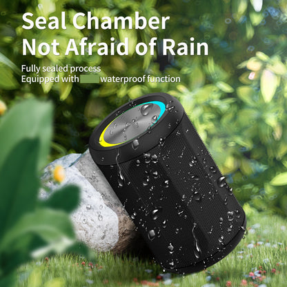 Portable IPX6 Waterproof Bluetooth Speaker with RGB Rhythm Lights, Up to 12H Playtime Compact Outdoor Wireless Speaker for Camping Beach