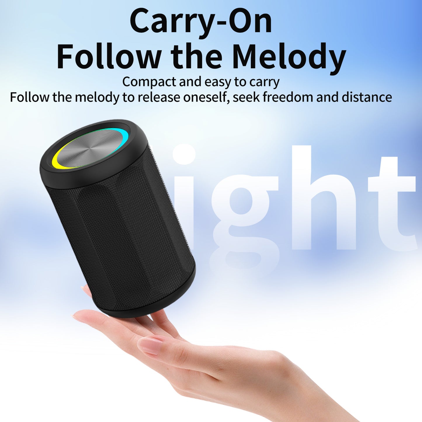 Portable IPX6 Waterproof Bluetooth Speaker with RGB Rhythm Lights, Up to 12H Playtime Compact Outdoor Wireless Speaker for Camping Beach