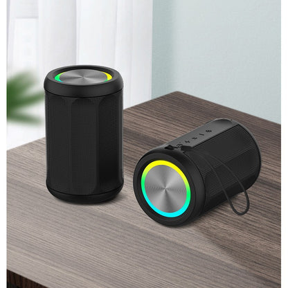 Portable IPX6 Waterproof Bluetooth Speaker with RGB Rhythm Lights, Up to 12H Playtime Compact Outdoor Wireless Speaker for Camping Beach