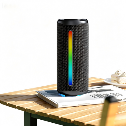 16W IPX5 Waterproof Portable Bluetooth Speaker with RGB Light, TWS Wireless Pairing, 10H Playtime Bicycle Mountable Outdoor Speaker for Camping Cycling