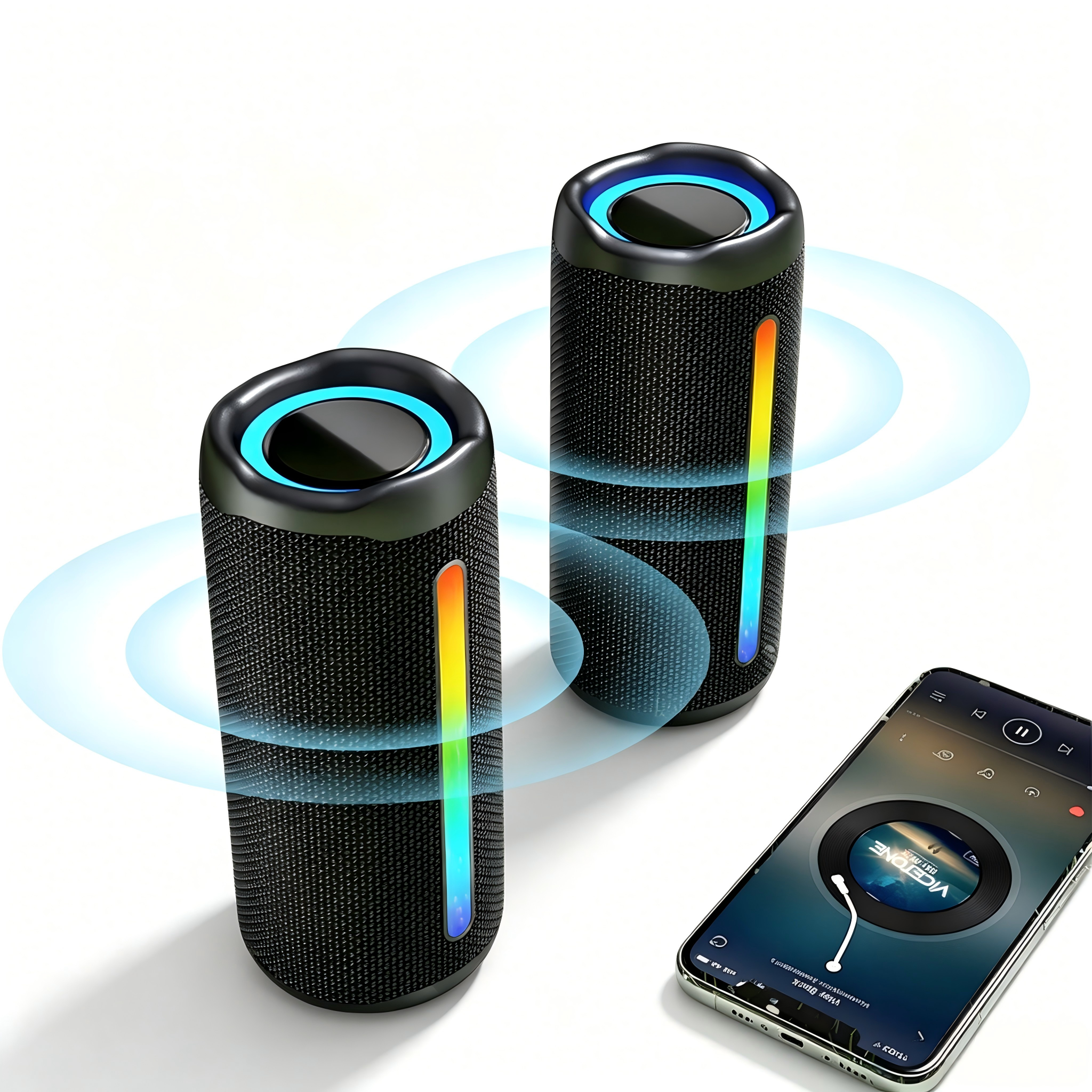 16W IPX5 Waterproof Portable Bluetooth Speaker with RGB Light, TWS Wireless Pairing, 10H Playtime Bicycle Mountable Outdoor Speaker for Camping Cycling
