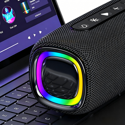 Portable IPX6 Waterproof Bluetooth Speaker with RGB Dynamic Light, Dual Driver Deep Bass, 4000mAh Battery 10H Playtime Outdoor Wireless Speaker