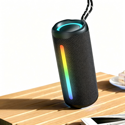 16W IPX5 Waterproof Portable Bluetooth Speaker with RGB Light, TWS Wireless Pairing, 10H Playtime Bicycle Mountable Outdoor Speaker for Camping Cycling