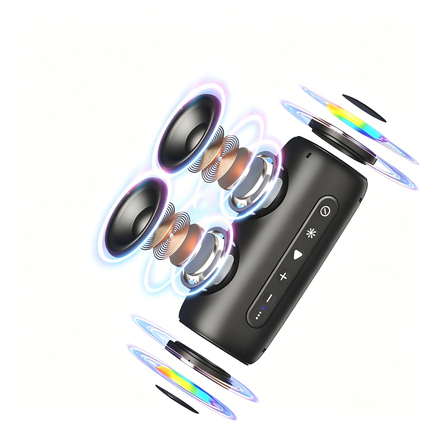 Portable IPX6 Waterproof Bluetooth Speaker with RGB Dynamic Light, Dual Driver Deep Bass, 4000mAh Battery 10H Playtime Outdoor Wireless Speaker