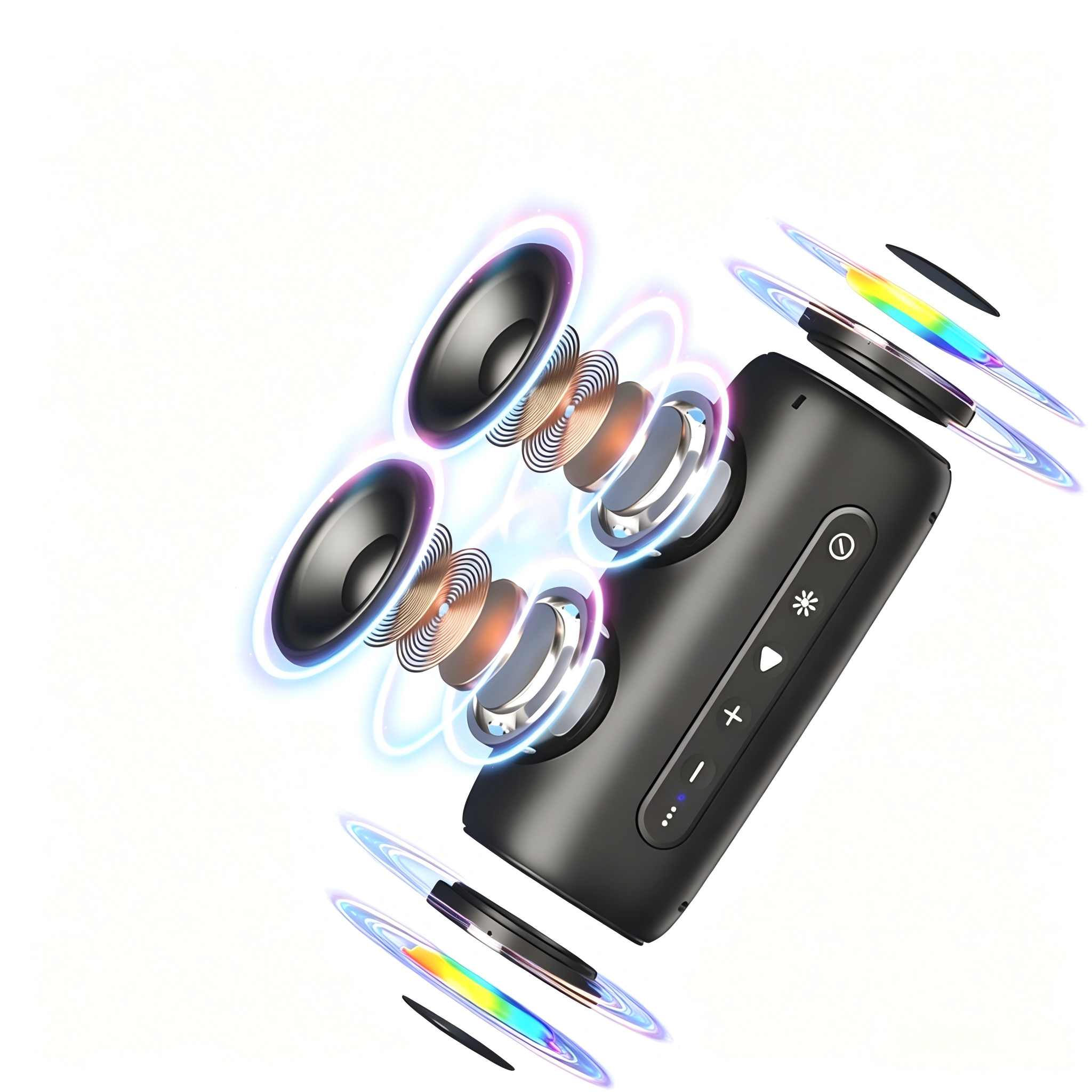 Portable IPX6 Waterproof Bluetooth Speaker with RGB Dynamic Light, Dual Driver Deep Bass, 4000mAh Battery 10H Playtime Outdoor Wireless Speaker
