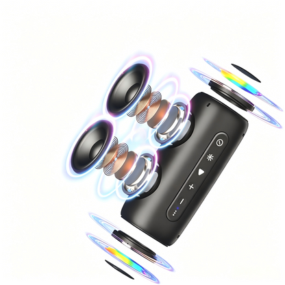 Portable IPX6 Waterproof Bluetooth Speaker with RGB Dynamic Light, Dual Driver Deep Bass, 4000mAh Battery 10H Playtime Outdoor Wireless Speaker