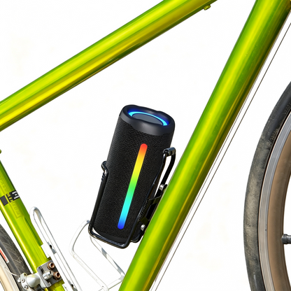 16W IPX5 Waterproof Portable Bluetooth Speaker with RGB Light, TWS Wireless Pairing, 10H Playtime Bicycle Mountable Outdoor Speaker for Camping Cycling
